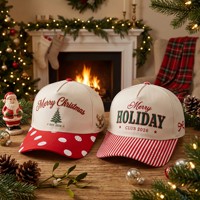 Gorra de Camionero Personalizada de Navidad, a Rayas Rojas y Blancas, con Bordado, para Fiestas, de Algodón, Ajustable, Tipo Béisbol