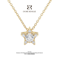 Ожерелье из стерлингового серебра S925 с позолотой 18K, цепочка-кабель, муассанит 1 карат, огранка «Сияющая звезда», цвет D, VVS1, водонепроницаемое