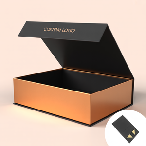 Folding Recyclable Rigid Cardboard Magnet Clothes Box Custom Black Hard Packaging Paper Gift Box With Magnetic Lid - Product Image 1