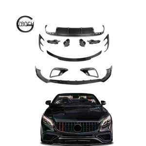 Kit carrosserie en fibre de carbone pour <span class=keywords><strong>Mercedes</strong></span>-Benz Classe S Coupé <span class=keywords><strong>S63</strong></span> <span class=keywords><strong>AMG</strong></span> W217 C217 au style B : Lame avant, diffuseur arrière, spoiler - Product Image 1