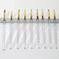 Pinceaux pour nail art, fournitures, manche en cristal, extension, peinture pour manucure, stylo de haute qualité, stylo pour nail art en gel, logo personnalisé, pinceau pour ongles