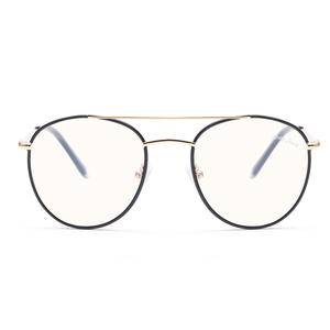 Lunettes de vue anti-lumière bleue grises à monture ronde complète, style rétro unisexe, montures métalliques, modèle 9007 - Product Image 3