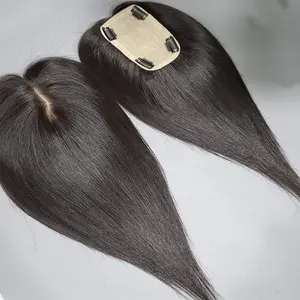 シルクトップの4つのクリップが付いている人間の髪のトッパー女性のためのバージンヨーロッパの髪のカツラ細いヘアピース