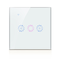 Interrupteur tactile intelligent WiFi Ewelink compatible Alexa Google Home 220V 3 voies, panneau en verre trempé 40 Am 110MM, variateur de lumière 16A/10A US