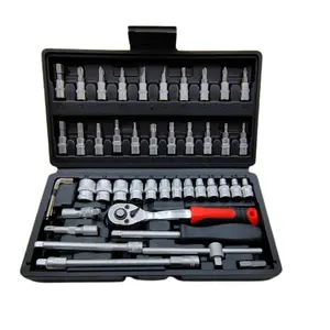 Dopsleutel Set Ratelsets Mechanic Tools Kit Bit Sockets Voor Auto Reparatie & Huishouden, Metrische, 1/4 Inch Drive 46-delige