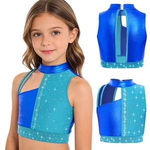 Top Metálico Corto para Niñas de 6 a 16 Años, para Salsa Moderna, Gimnasia, Danza, Práctica, Actuación, Competencia, Ropa de Danza en Línea - Product Image 2