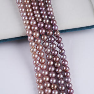 Perlas de Agua Dulce Naturales Edison, Color Morado, 8-8.5mm, Redondas, Sueltas, al por Mayor, para Joyería DIY, Forma Barroca, Colores Blanco y Rosa - Product Image 5