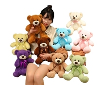 Ours en peluche multicolore avec nœud papillon en peluche peluche ours en peluche en peluche en vente en gros