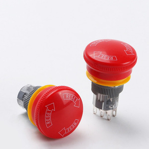 Botón Pulsador de Parada de Emergencia con Cabeza de Hongo de Plástico IP65, Reinicio Giratorio, Impermeable, 16mm, 1NO 1NC, 3 Pines, Rojo, CE, 3 Pines/6 Pines - Product Image 5