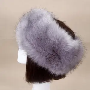 High Quality winter warm faux fox rabbit fur wide headband for women Hair Accessories ladies russian headwraps