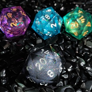 Dados DND individuales de 35 mm, hechos a mano, de resina con arena movediza de colores, D20 grande con núcleo líquido y bordes afilados, para DND - Product Image 5
