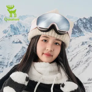 Qunature Wholesale Designer Adult Anti-fog Unisex Snowboard Goggles Glasses Custom Logo Snow Pink Ski Goggles