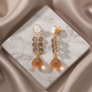 Boucles d'oreilles pendantes en pierres précieuses plaquées or faites à la main, style ethnique, pour femmes et hommes, mariage, fiançailles, mode bohème - Product Image 2