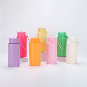 34oz <span class=keywords><strong>1000ml</strong></span> Frank paslanmaz çelik spor su şişesi çift duvar vakum yalıtımlı kullanımlık Flip için hasır kapak kayış iş - Product Image 2