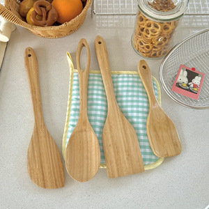 Juego de espátulas de bambú, 4 piezas, utensilios de cocina antiadherentes y resistentes al calor para freír en sartén - Product Image 3
