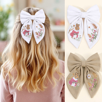Barrette à cheveux en tissu brodé motif lapin de Pâques, mignonne et élégante, accessoire de décoration pour festival et cadeau
