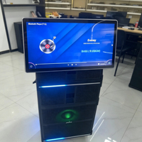 YY350 Machine de karaoké professionnelle d'extérieur 15 pouces 150W avec écran tactile 23,6 pouces pour affichage des paroles, système audio BT pour fêtes et KTV