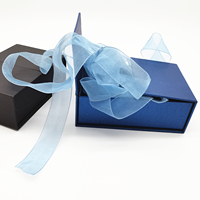 Emballage magnétique fait à la main, boîte-cadeau de porte de mariage bleue, boîte en papier à double ouverture personnalisée