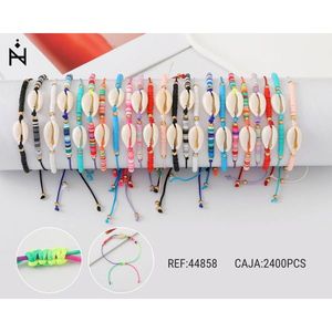 Braccialetti in Argilla Polimerica Multicolore Regolabili alla Moda con Perline, Confezione da 2400 Pezzi - Product Image 1