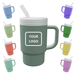 Botella de agua de silicona con asa para niños, vaso con pajita y tapa, taza de agua con pajita de silicona - Product Image 1