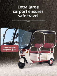 <span class=keywords><strong>Triciclo</strong></span> Eléctrico con Techo para Lluvia, Doble Fila de Asientos, Bicicleta Eléctrica para Recoger y Dejar Niños - Product Image 3