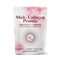 Poudre de peptides de collagène OEM ODM, facile à dissoudre, non-OGM, sans arôme, poudre de protéines multi-collagène avec vitamine C