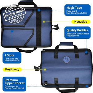 Échantillon gratuit : Sac à outils pour couteau de chef professionnel de haute qualité, design pliable pratique en cuir et toile - Product Image 5