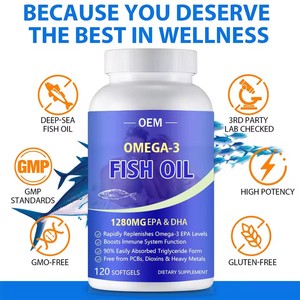 Capsules de Gel Doux d'Huile de Poisson Halal OEM Oméga-3 1000mg Végétaliennes EPA DHA 120 pour Adultes Vente en Gros - Product Image 4