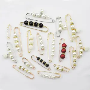 Pearl Brooch Pins Sweater Shawl Clips Faux Pearl Rhinestones Collar Pin for Women Girls Clothing Dresses Decoration Accessories