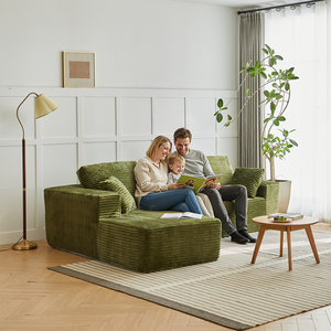 Divano Letto Modulare a L di Alta Qualità, Moderno, Componibile, <span class=keywords><strong>Verde</strong></span>, per Soggiorno di Appartamento, in Tessuto Chenille - Product Image 6