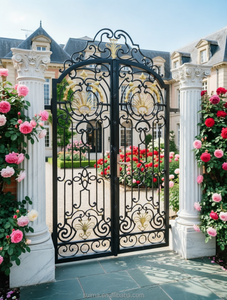 Puertas Automáticas Abatibles <span class=keywords><strong>de</strong></span> Diseño Moderno <span class=keywords><strong>para</strong></span> Jardín, Patio o Almacén, Fabricadas en China, <span class=keywords><strong>de</strong></span> Hierro Forjado y Fundido - Product Image 5