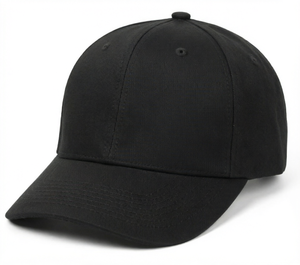 Casquette de baseball noire réglable à 5 panneaux en sergé 100 % coton avec visière incurvée pour l'été et les sports - Product Image 1
