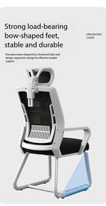 Silla de Oficina Moderna con Respaldo de Malla Transpirable y Base Cantilever Blanca, Silla Ergonómica para Recepción y Escritorio de Computadora - Product Image 6