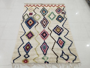 Custom Hand-Knotted Moroccan Area Rug Set with Square Floor Cushions – Wool Silk Blend Geometric Soft Durable Artisan <b>Carpet</b> - Product Image 3