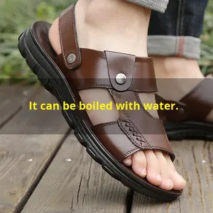 Sandali Estivi <span class=keywords><strong>da</strong></span> Uomo per Spiaggia, Casual <span class=keywords><strong>da</strong></span> Esterno, Bivalenti, <span class=keywords><strong>Antiscivolo</strong></span>, Traspiranti, Stile Vietnamita, con Suola Morbida e Resistente all'Usura - Product Image 4