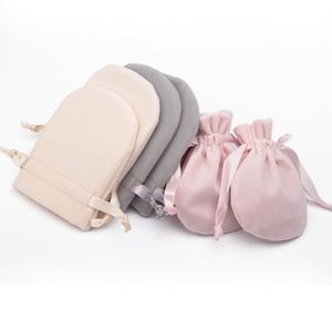 Pochette de luxe ronde personnalisée pour bijoux, double couche, en velours rose, pour emballage de bijoux - Product Image 1