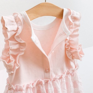 Abiti Estivi per Neonata a Prezzi di Fabbrica, Vestiti Casual Bianchi per <span class=keywords><strong>3</strong></span> <span class=keywords><strong>Mesi</strong></span>, Nuovo Design in Puro Cotone Ecologico a Strati con Petali - Product Image 5