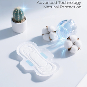 Serviettes hygiéniques en gros OEM 100% coton naturel ultra-minces avec ailettes respirantes, taille personnalisée 245mm, marque privée - Product Image 2