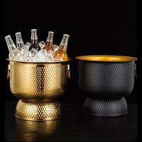 Seau à glace en acier inoxydable de 20 L, grand format, avec poignées, pour les fêtes, seau à bière, refroidisseur à vin et champagne