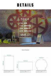 Hot Style DIY <b>Portable</b> Bedrooms Living Rooms <b>Night</b> <b>Light</b> Led Lamp for 3D Acrylic Lamp White Note Board Rewritable Tech Gadgets - Product Image 2