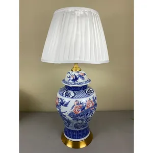 Decoratieve Handgeschilderde Blauwe En Witte Tafellamp Antieke Chinese Porseleinen Keramische Tafellamp