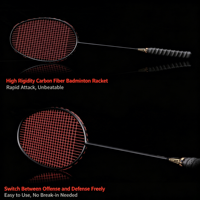 Raqueta de Bádminton de Fibra de Carbono Completa de Primera Calidad, 3U, Alta Potencia, Ligera, de Alta Calidad, Forma de Cabeza Isométrica, Baja Resistencia al Aire