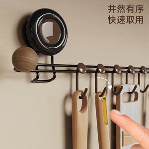 Suction Cup Wall Hooks With 8 Wooden Pegs For Clothes Storage Bedroom Door Rack Punch Free Installation - Product Image 5