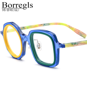Monture de <span class=keywords><strong>lunettes</strong></span> en acétate pour hommes et femmes, design de marque, forme carrée à gauche et ronde à droite, <span class=keywords><strong>lunettes</strong></span> optiques 19356 - Product Image 1