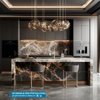 Meubles de Cuisine Modernes et Luxueux, Designs Intelligents, Personnalisés en Pierre Frittée/Marbre/Granit, Stratifié/Résine, Ensembles de Mobilier de Cuisine Modernes