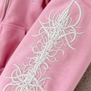 Sudadera con Capucha Estilo Americano 2026, 500GSM, Vintage, con Bordado Personalizado y Parches, Diseño con Cuello de Piel, Unisex, Corte Holgado - Product Image 3