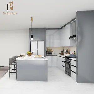 Fournisseur du meuble Ensemble élégant de petites armoires de cuisine grises Armoires de cuisine modulaires