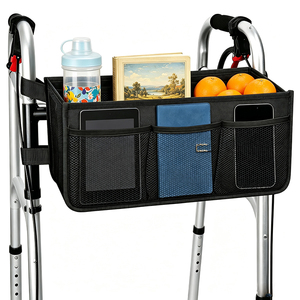 Patient Walker <b>Basket</b> with Cup Holder <b>for</b> Senior Injured People Large Capacity Folding Bag Walker <b>Storage</b> <b>Basket</b> Organizer - Product Image 1