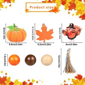 Factory Price Reusable Indoor Use Fall Autumn Home Party Tray Decor Thanksgiving <strong>Wooden</strong> Bead Garland Tassel Leaf <strong>Pumpkin</strong> Turkey - Product Image 4