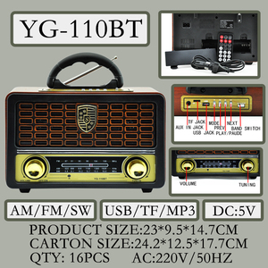 YG-<span class=keywords><strong>110BT</strong></span> YG110BT Yuegan Regalo de Navidad Radio FM Portátil Retro Reproductor de Música Inalámbrico de Madera Altavoz de Karaoke con Acabado de Madera - Product Image 5